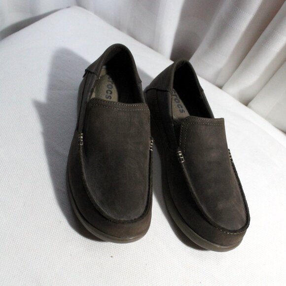 NWOB CROCS Santa Cruz 2 Luxe Leather Triple Comfort Brown Loafers, Mens 9 - Picture 2 of 7